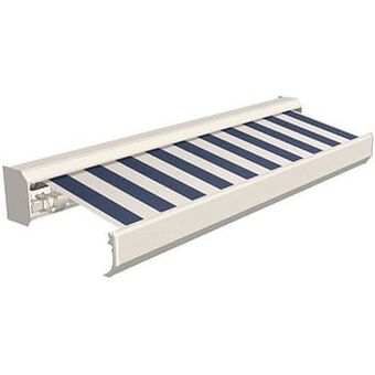 Brico Domasol zonnetent elektrisch met afstandsbediening ’Factor 30-A’ blauw/witte strepen 550 x 300 cm aanbieding