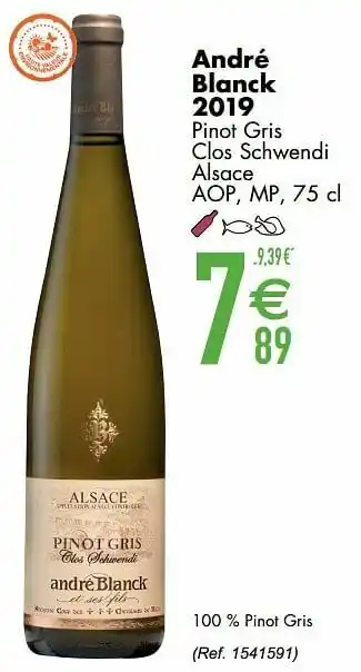 Cora André blanck 2019 pinot gris clos schwendi alsace aop aanbieding