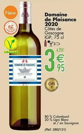 Cora Domaine de plaisance 2020 côtes de gascogne igp aanbieding