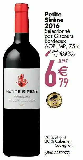 Cora Petite sirène 2016 sélectionné par giscours bordeaux aop mp aanbieding