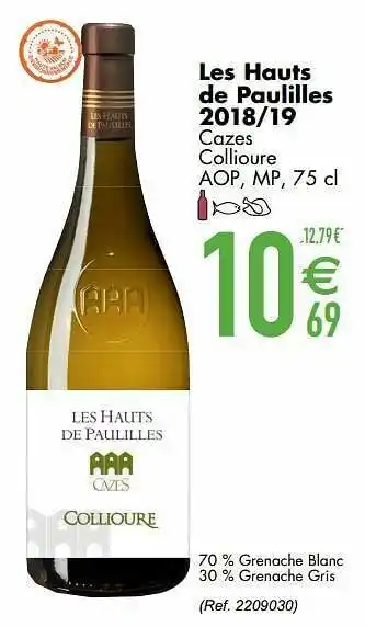 Cora Les hauts de paulilles 2018-19 cazes collioure aop mp aanbieding