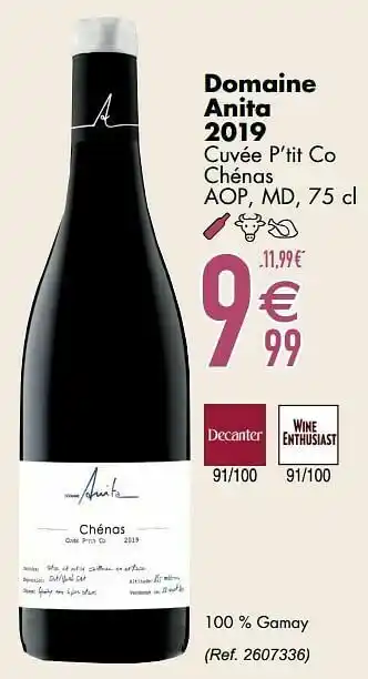 Cora Domaine anita 2019 cuvée p’tit co chénas aop aanbieding