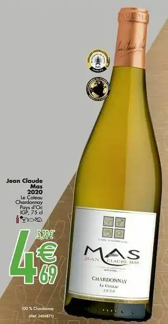 Cora Jean claude mas 2020 le coteau chardonnay pays d’oc igp aanbieding