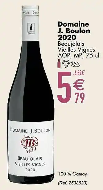 Cora Domaine j. boulon 2020 beaujolais vieilles vignes aop aanbieding
