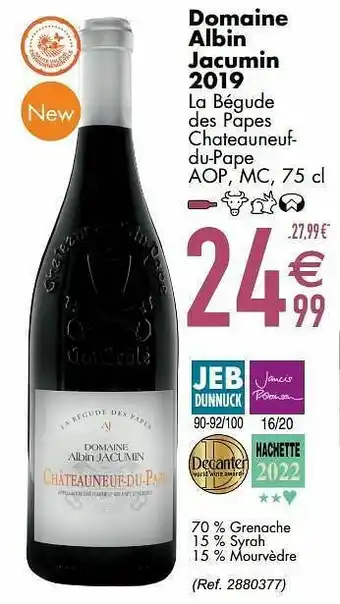 Cora Domaine albin jacumin 2019 la bégude des papes chateauneufdu-pape aop mc aanbieding