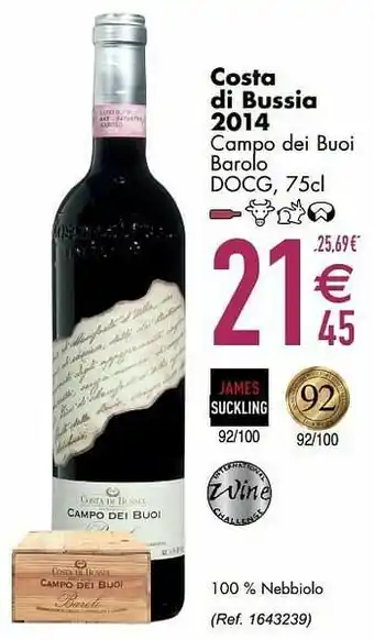 Cora Costa di bussia 2014 campo dei buoi barolo docg aanbieding