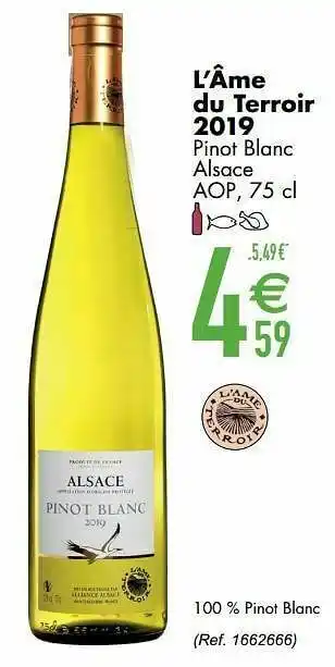 Cora L’âme du terroir 2019 pinot blanc alsace aop aanbieding