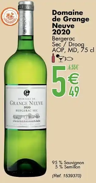 Domaine de grange neuve 2020 bergerac sec - droog aop md