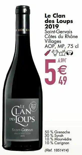 Cora Le clan des loups 2019 saint-gervais côtes du rhône villages aop mp aanbieding
