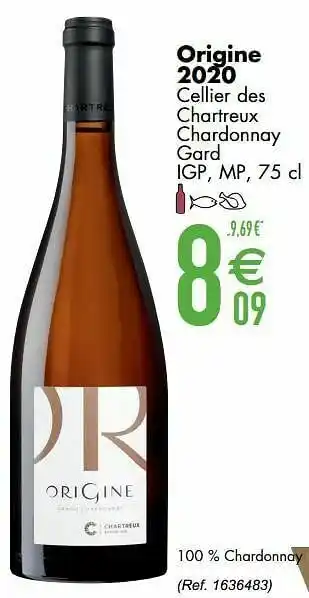 Cora Origine 2020 cellier des chartreux chardonnay gard igp mp aanbieding