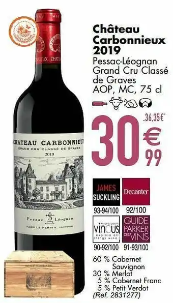 Cora Château carbonnieux 2019 pessac-léognan grand cru classé de graves aop mc aanbieding