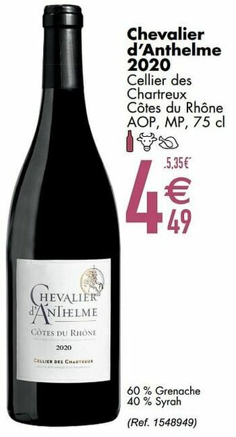 Cora Chevalier d’anthelme 2020 cellier des chartreux côtes du rhône aop mp aanbieding
