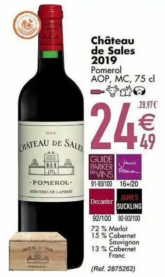 Cora Château de sales 2019 pomerol aop mc aanbieding