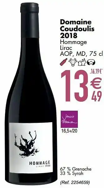 Cora Domaine coudoulis 2018 hommage lirac aop md aanbieding
