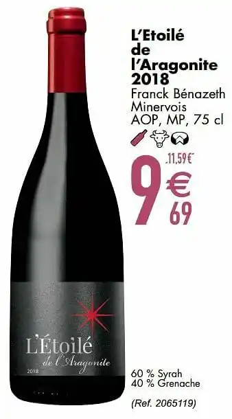 Cora L’etoilé de l’aragonite 2018 franck bénazeth minervois aop mp aanbieding