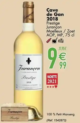 Cora Cave de gan 2018 prestige jurançon moelleux - zoet aop mp aanbieding