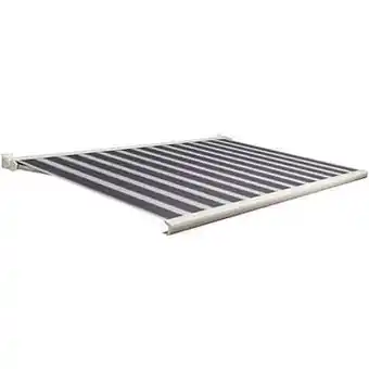 Brico Domasol zonnetent elektrisch met afstandsbediening ’Factor 20-C’ blauw/wit smalle strepen 350 x 250 cm aanbieding