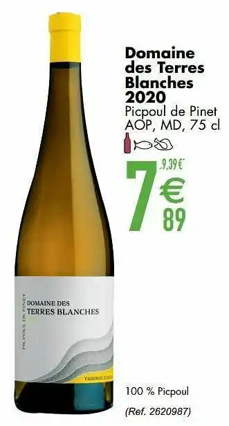 Cora Domaine des terres blanches 2020 picpoul de pinet aop md aanbieding