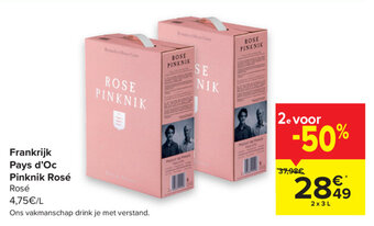 Carrefour Frankrijk Pays d'Oc Pinknik Rose aanbieding