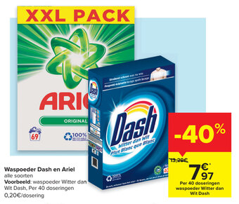 Carrefour Waspoeder Dash en Ariel aanbieding