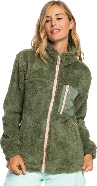 Bol.com Roxy Alabama Zip Up Fleece voor Dames Maat M Groen aanbieding