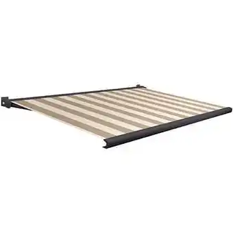 Brico Domasol zonnetent elektrisch met afstandsbediening ’Factor 20-A’ bruin/witte strepen 350 x 250 cm aanbieding