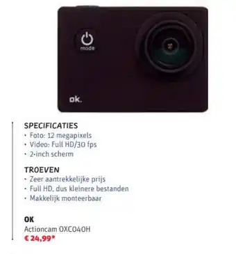 MediaMarkt OK Actioncam OXCO4OH aanbieding