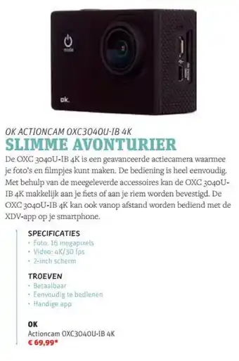 MediaMarkt OK ActionCam 0XC3040U-IB 4K aanbieding