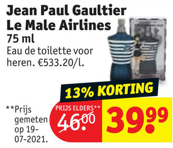 Kruidvat Jean Paul Gaultier Le Male Airlines 75ml aanbieding