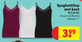 Kruidvat Spaghettitop met kant M t/m XL aanbieding