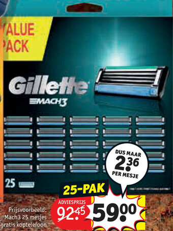 Kruidvat Gillette Mach3 25 mesjes aanbieding