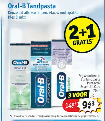 Kruidvat Oral-B Tandpasta 75ml 3 voor aanbieding