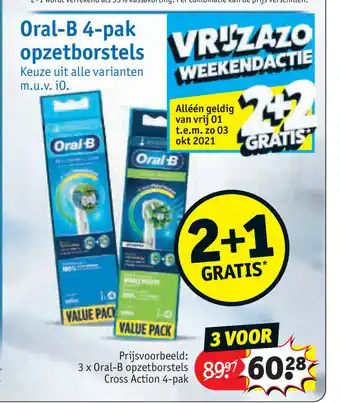 Kruidvat Oral-B 4-pak Opzetborstels 3 voor aanbieding