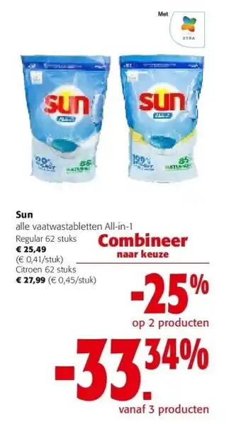 Colruyt Sun alle vaatwastabletten All-in-1 aanbieding