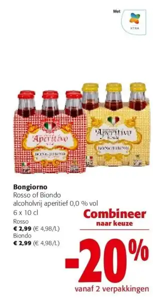 Colruyt Bongiorno Rosso of Biondo alcoholvrij aperitief 0,0 % vol 6 x 10 c aanbieding