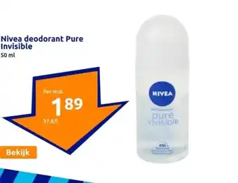 Action Nivea deodorant Pure Invisible aanbieding
