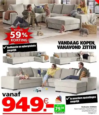 Seats and Sofas Giorgia U salon aanbieding