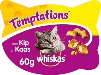 Bol.com Whiskas Temptations Kattensnacks - Kip en Kaas - 8 x 60 gr aanbieding