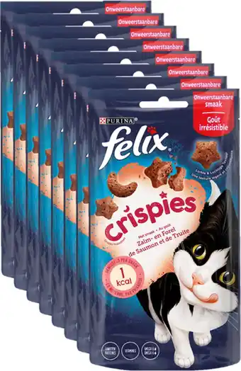 Bol.com Felix Crispies - Kattensnacks - Zalm & Forel - 8 x 45 g aanbieding