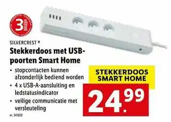 Lidl Stekkerdoos met usbpoorten smart home aanbieding