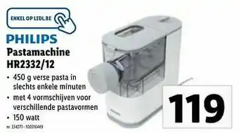 Lidl Philips pastamachine hr2332-12 aanbieding