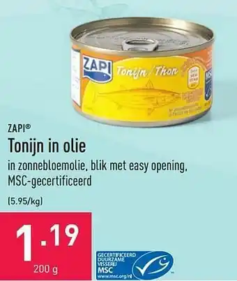 ALDI Tonijn in olie aanbieding