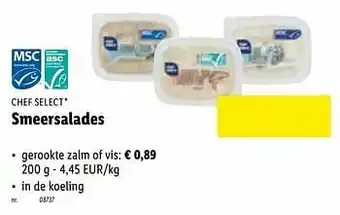 Lidl Smeersalades gerookte zalm of vis aanbieding