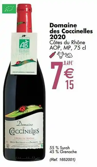 Cora Domaine des coccinelles 2020 côtes du rhône aop mp aanbieding