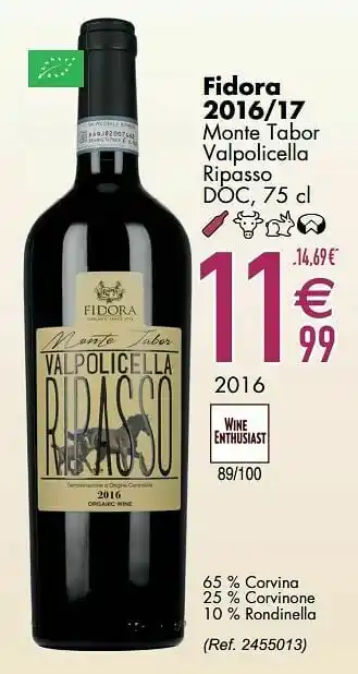 Cora Fidora 2016-17 monte tabor valpolicella ripasso doc aanbieding