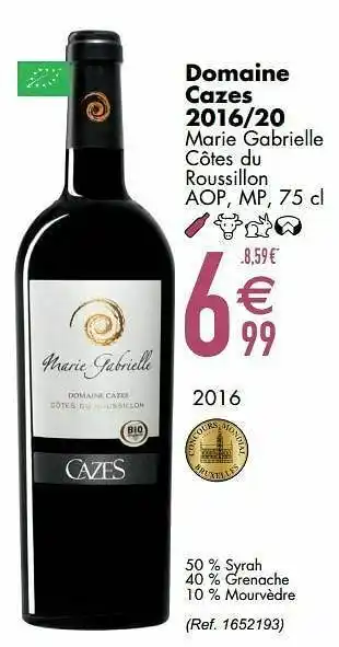 Cora Domaine cazes 2016-20 marie gabrielle côtes du roussillon aop mp aanbieding