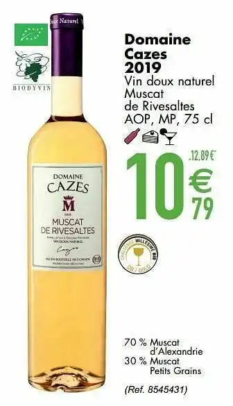 Cora Domaine cazes 2019 vin doux naturel muscat de rivesaltes aop mp aanbieding