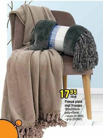 Happyland Fleece plaid met franjes aanbieding