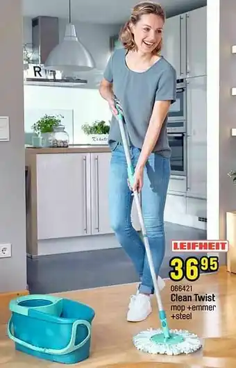 Happyland Clean twist mop +emmer aanbieding