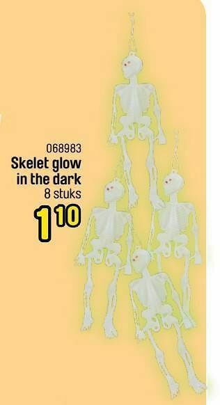 Happyland Skelet glow in the dark aanbieding